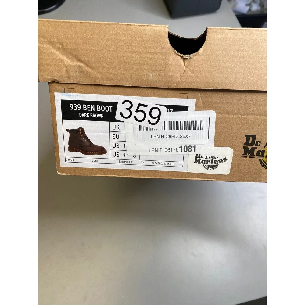 Dr. Martens 939 Ben Boot Dark Brown Crazy Horse Leather Ankle Boots Mens 6